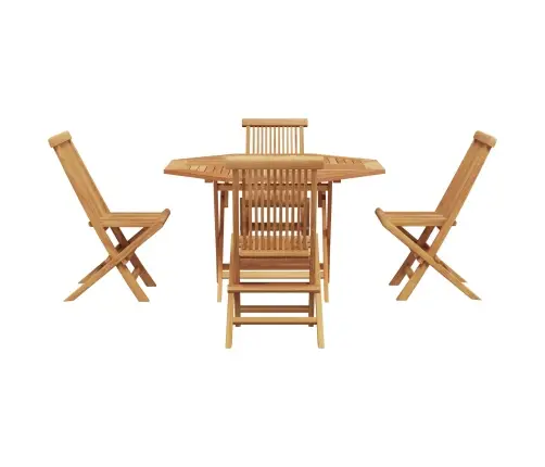 Dārza Ēdamgalds 5 Pcs Brūna Masīvs Tīkkoks Vidaxl