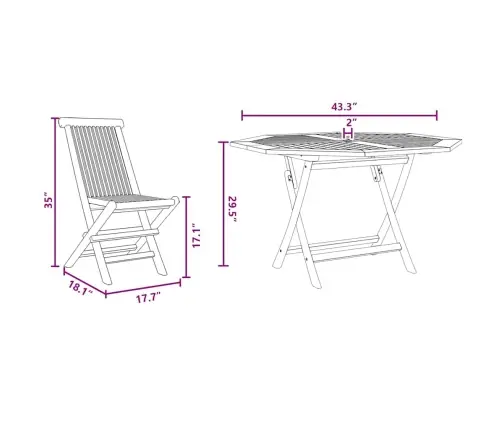 Dārza Ēdamgalds 5 Pcs Brūna Masīvs Tīkkoks Vidaxl