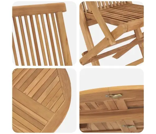 Dārza Ēdamgalds 5 Pcs Brūna Masīvs Tīkkoks Vidaxl