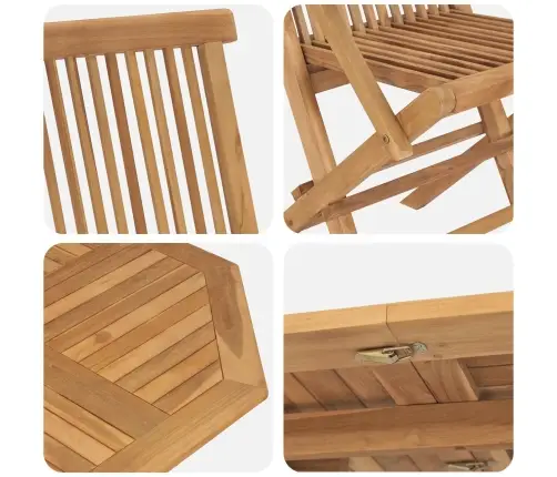 Dārza Ēdamgalds 5 Pcs Brūna Masīvs Tīkkoks Vidaxl