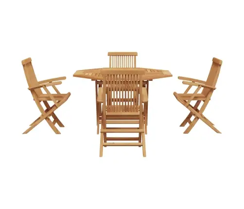 Dārza Ēdamgalds 5 Pcs Brūna Masīvs Tīkkoks Vidaxl