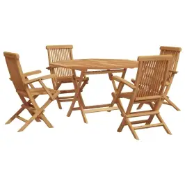 Dārza Ēdamgalds 5 Pcs Brūna Ciets Tekša Koks Vidaxl