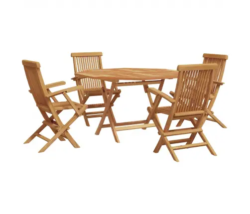 Dārza Ēdamgalds 5 Pcs Brūna Masīvs Tīkkoks Vidaxl