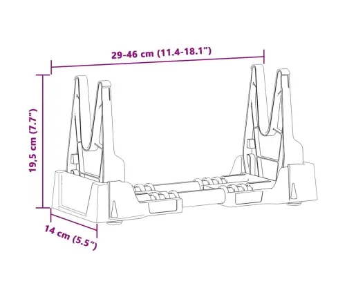 Šaušanas Balsts Pelēka 46 X 14 X 19.5 Cm Plastmasa Vidaxl