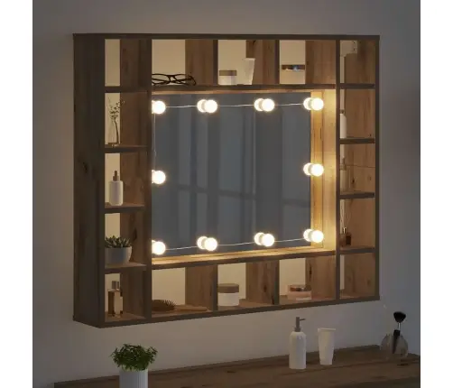 Spoguļu Skapis Amatnieku Ozola 91 X 15 X 76.5 Cm Vidaxl