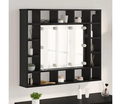 Spoguļu Skapis Melns Ozols 91 X 15 X 76.5 Cm Inženierijas Koks Vidaxl