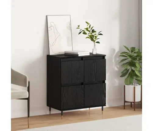 Puse Ar Uzglabāšanu Ar Durvīm Melna 60 X 35 X 70 Cm Inženierijas Koks Vidaxl