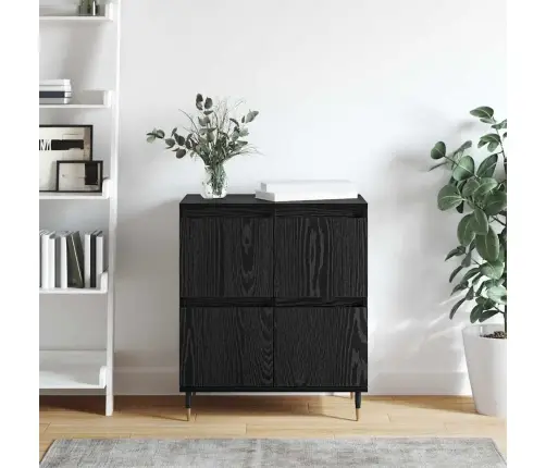 Puse Ar Uzglabāšanu Ar Durvīm Melna 60 X 35 X 70 Cm Inženierijas Koks Vidaxl