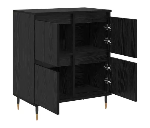 Puse Ar Uzglabāšanu Ar Durvīm Melna 60 X 35 X 70 Cm Inženierijas Koks Vidaxl