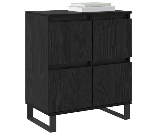 Puse Ar Uzglabāšanu Ar Durvīm Melna 60 X 35 X 70 Cm Inženierijas Koks Vidaxl