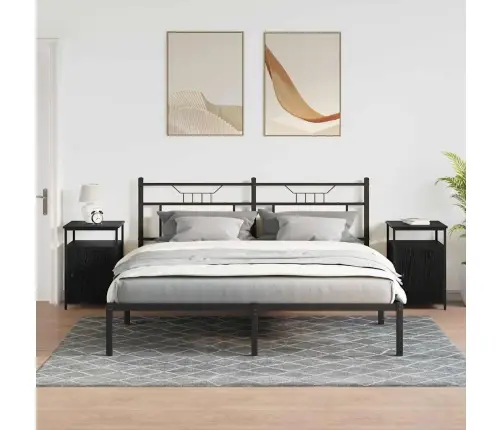 Nakts Skapītis 2 Pcs Melns Ozols Inženierijas Koks Vidaxl