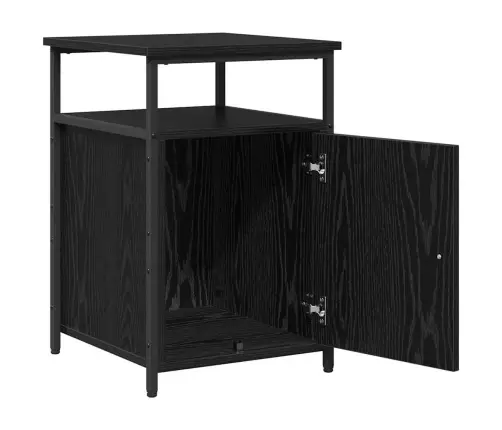 Nakts Skapītis 2 Pcs Melns Ozols Inženierijas Koks Vidaxl