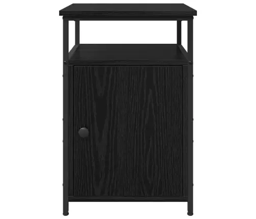Nakts Skapītis 2 Pcs Melns Ozols Inženierijas Koks Vidaxl
