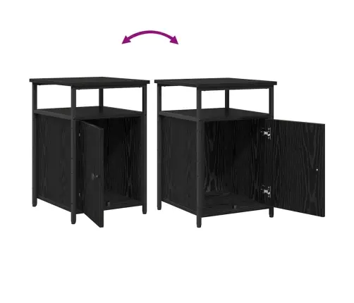 Nakts Skapītis 2 Pcs Melns Ozols Inženierijas Koks Vidaxl