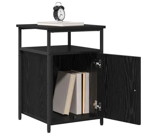 Nakts Skapītis 2 Pcs Melns Ozols Inženierijas Koks Vidaxl