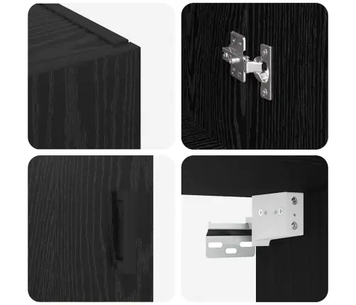 Sienas Skapis Melna 69.5 X 34 X 90 Cm Inženierijas Koks Vidaxl