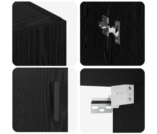 Sienas Skapis Melns Ozols 69.5 X 34 X 90 Cm Inženierijas Koks Vidaxl