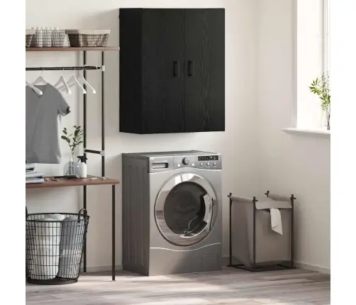 Sienas Skapis Melns Ozols 69.5 X 34 X 90 Cm Inženierijas Koks Vidaxl