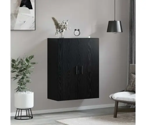 Sienas Skapis Melns Ozols 69.5 X 34 X 90 Cm Inženierijas Koks Vidaxl