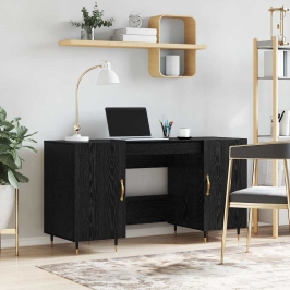 Galds Ar Plauktu Melns Ozols 140 X 50 X 75 Cm Inženierijas Koks Vidaxl