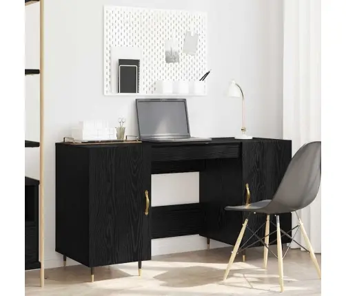 Galds Ar Plauktu Melns Ozols 140 X 50 X 75 Cm Inženierijas Koks Vidaxl