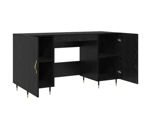 Galds Ar Plauktu Melns Ozols 140 X 50 X 75 Cm Inženierijas Koks Vidaxl