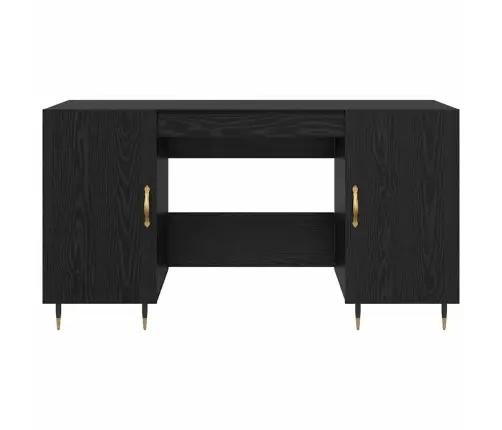 Galds Ar Plauktu Melns Ozols 140 X 50 X 75 Cm Inženierijas Koks Vidaxl