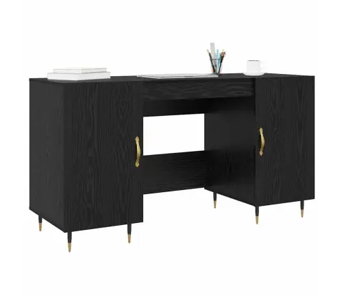 Galds Ar Plauktu Melns Ozols 140 X 50 X 75 Cm Inženierijas Koks Vidaxl