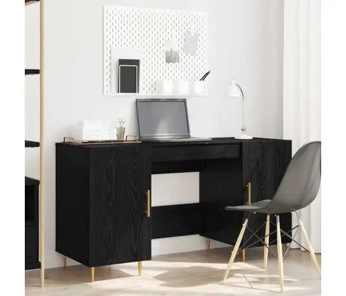 Galds Ar Plauktu Melns Ozols 140 X 50 X 75 Cm Inženierijas Koks Vidaxl