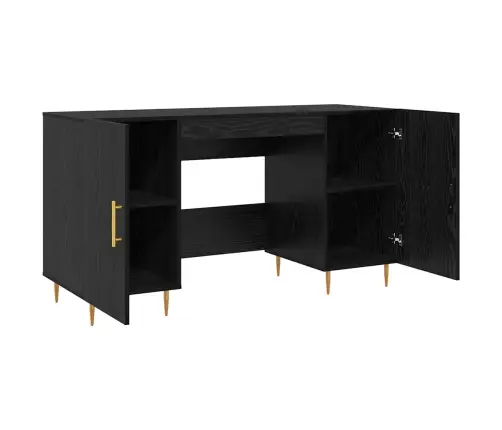 Galds Ar Plauktu Melns Ozols 140 X 50 X 75 Cm Inženierijas Koks Vidaxl