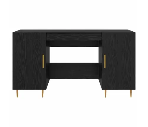 Galds Ar Plauktu Melns Ozols 140 X 50 X 75 Cm Inženierijas Koks Vidaxl