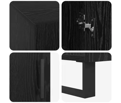 Laud Riiuliga Uksega Must Tamm 140 X 50 X 75 Cm Tehispuit