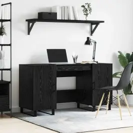 Galds Ar Plauktu Melns Ozols 140 X 50 X 75 Cm Inženierijas Koks Vidaxl