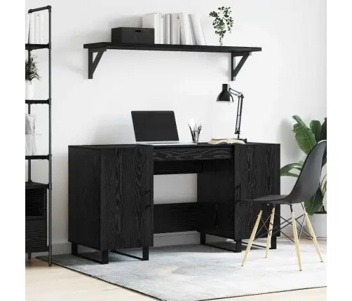 Laud Riiuliga Uksega Must Tamm 140 X 50 X 75 Cm Tehispuit