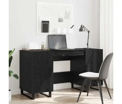 Laud Riiuliga Uksega Must Tamm 140 X 50 X 75 Cm Tehispuit