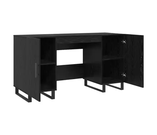 Laud Riiuliga Uksega Must Tamm 140 X 50 X 75 Cm Tehispuit