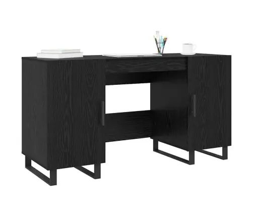 Laud Riiuliga Uksega Must Tamm 140 X 50 X 75 Cm Tehispuit