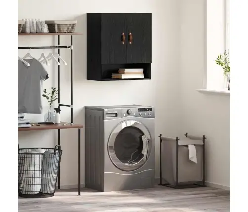 Sienas Skapis Melns Ozols 60 X 31 X 70 Cm Inženierijas Koks Vidaxl