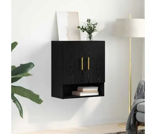 Sienas Skapis Melns Ozols 60 X 31 X 70 Cm Inženierijas Koks Vidaxl