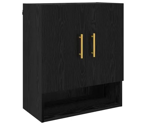 Sienas Skapis Melns Ozols 60 X 31 X 70 Cm Inženierijas Koks Vidaxl