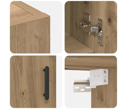 Sienas Skapis Amatnieku Ozola 60 X 31 X 70 Cm Inženierijas Koks Vidaxl