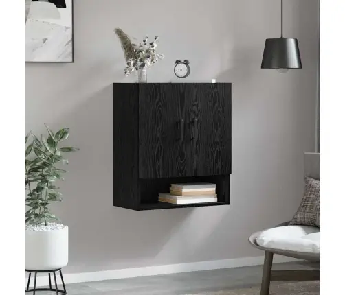 Seinale Kinnitatav Kapp Must Tamm 60 X 31 X 70 Cm Tehispuit