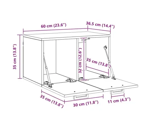 Sienas Skapis Vecs Koks 60 X 36.5 X 35 Cm Inženierijas Koks Vidaxl