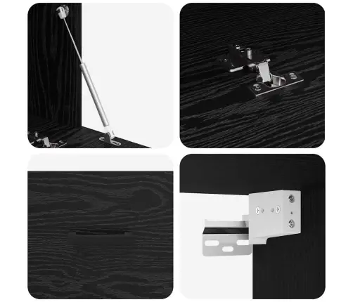 Sienas Skapis Melns Ozols 60 X 36.5 X 35 Cm Inženierijas Koks Vidaxl