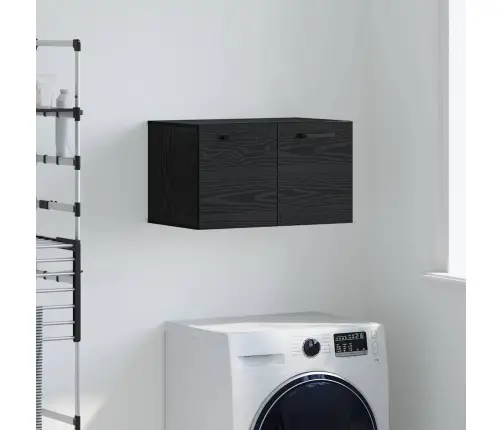 Sienas Skapis Melns Ozols 60 X 36.5 X 35 Cm Inženierijas Koks Vidaxl