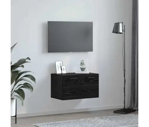 Sienas Skapis Melns Ozols 60 X 36.5 X 35 Cm Inženierijas Koks Vidaxl