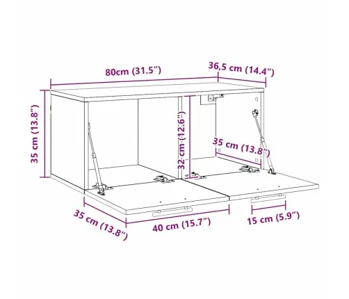 Sienas Skapis Vecs Koks 80 X 36.5 X 35 Cm Inženierijas Koks Vidaxl