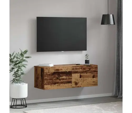 Seinale Kinnitatav Kapp Vana Puit 100 X 36,5 X 35 Cm Tehispuit