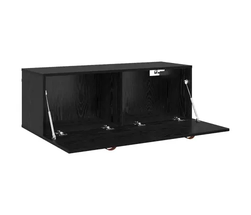 Seinale Kinnitatav Kapp Must Tamm 100 X 36,5 X 35 Cm Tehispuit