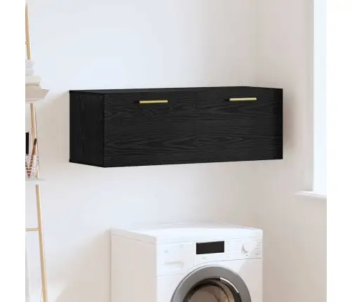 Sienas Skapis Melns Ozols 100 X 36.5 X 35 Cm Inženierijas Koks Vidaxl